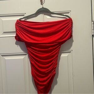 Zara Vibrant Red Off-Shoulder Top